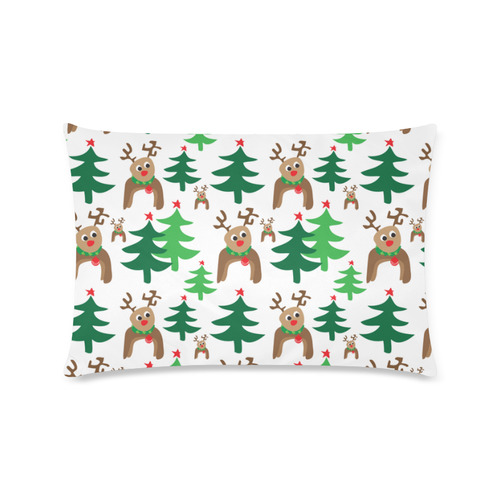 Reindeers and Holiday Trees Custom Rectangle Pillow Case 16"x24" (one side)