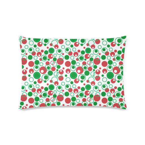 Holiday Circle Pattern Red and Green Custom Rectangle Pillow Case 16"x24" (one side)