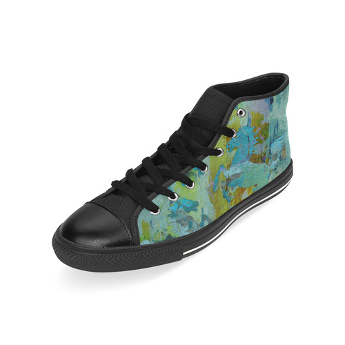 Rearing Horses grunge style painting High Top Canvas Women's Shoes/Large Size (Model 017)