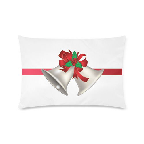 Silver Bells Red Bows Custom Rectangle Pillow Case 16"x24" (one side)