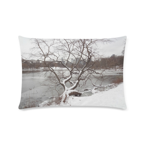 Snowy Central Park NYC Winter Custom Rectangle Pillow Case 16"x24" (one side)