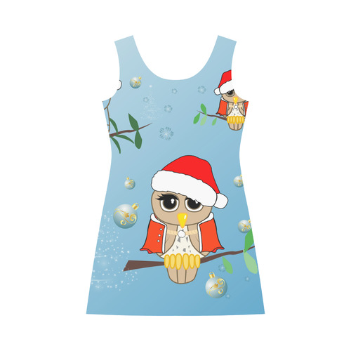 Cute cartoon christmas owls Bateau A-Line Skirt (D21)