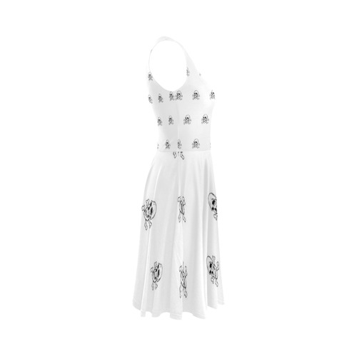 Skull 816 white (Halloween) pattern Sleeveless Ice Skater Dress (D19)
