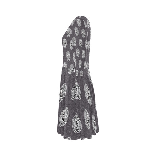 funny skull pattern Elbow Sleeve Ice Skater Dress (D20)