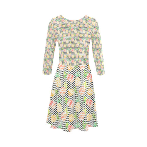 watercolor pineapple 3/4 Sleeve Sundress (D23)