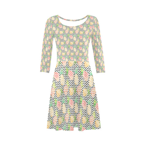 watercolor pineapple 3/4 Sleeve Sundress (D23)