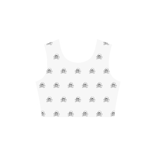 Skull 816 white (Halloween) pattern Elbow Sleeve Ice Skater Dress (D20)