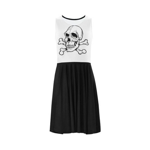 Skull 816 white (Halloween) Sleeveless Ice Skater Dress (D19)
