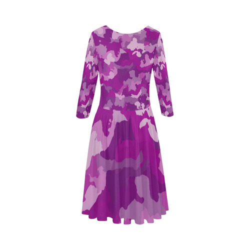 camouflage purple Elbow Sleeve Ice Skater Dress (D20)