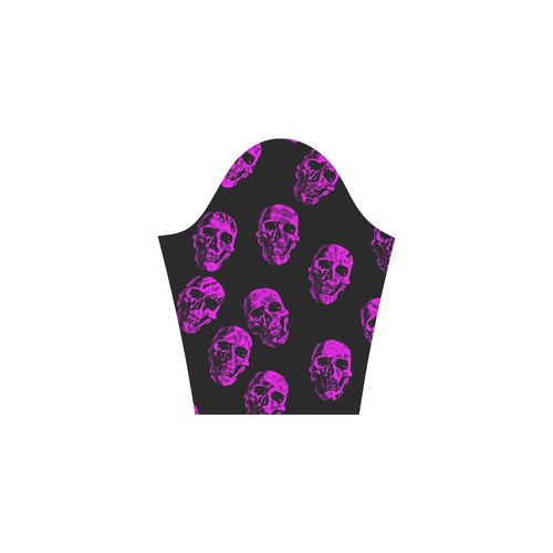 purple skulls Elbow Sleeve Ice Skater Dress (D20)