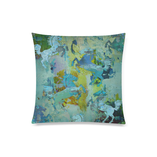 Rearing Horses grunge style painting Custom Zippered Pillow Case 20"x20"(Twin Sides)