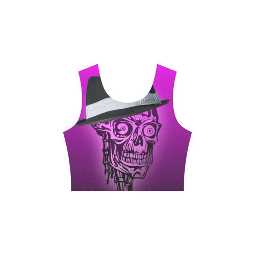 elegant skull with hat,hot pink Sleeveless Ice Skater Dress (D19)