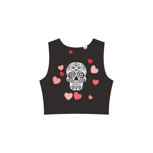 skull with hearts Sleeveless Ice Skater Dress (D19)