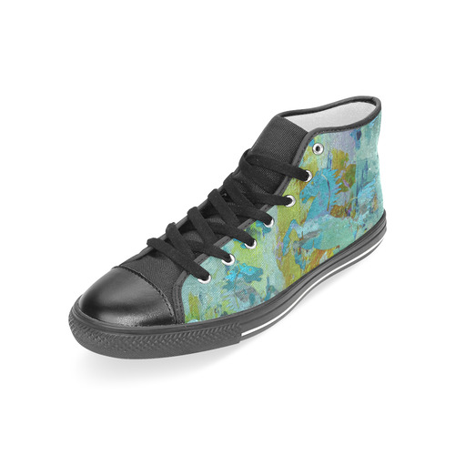 Rearing Horses grunge style painting Women's Classic High Top Canvas Shoes (Model 017)