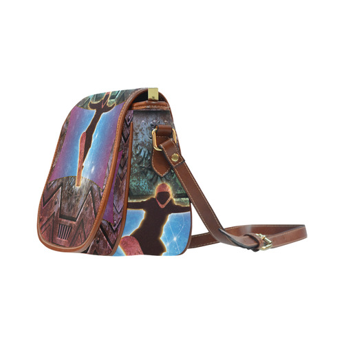 Snowboarding on steampunk background Saddle Bag/Small (Model 1649) Full Customization