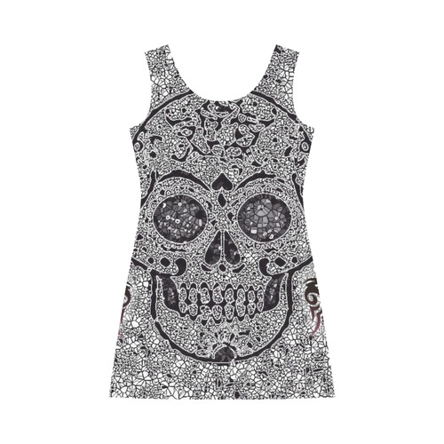 Mosaic Skull Bateau A-Line Skirt (D21)