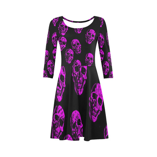 purple skulls 3/4 Sleeve Sundress (D23)