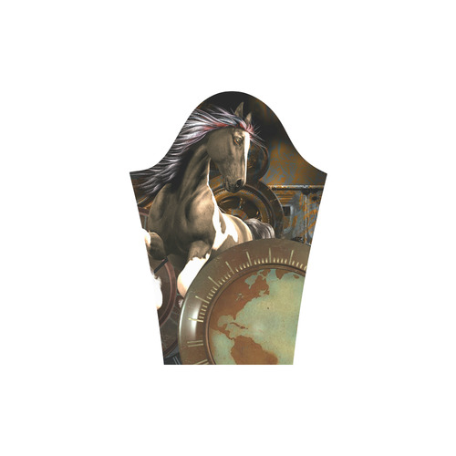 Steampunk, awesome horse with clocks and gears Round Collar Dress (D22)