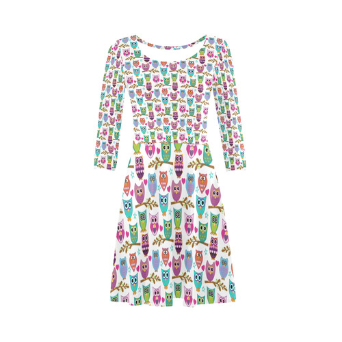 happy owls 3/4 Sleeve Sundress (D23)