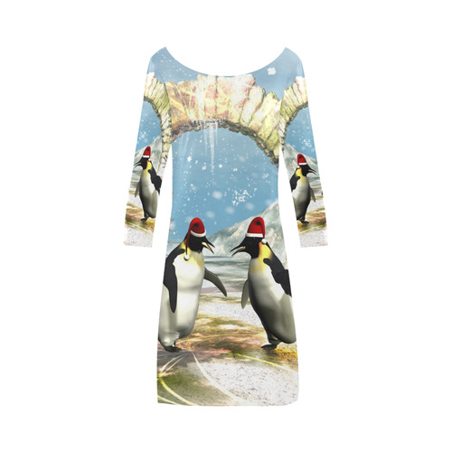 Funny penguins with christmas hat Bateau A-Line Skirt (D21)