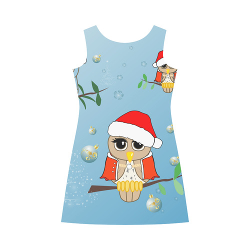 Cute cartoon christmas owls Bateau A-Line Skirt (D21)