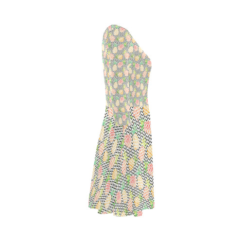 watercolor pineapple 3/4 Sleeve Sundress (D23)