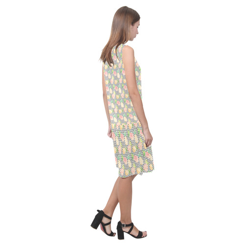 watercolor pineapple Sleeveless Splicing Shift Dress(Model D17)
