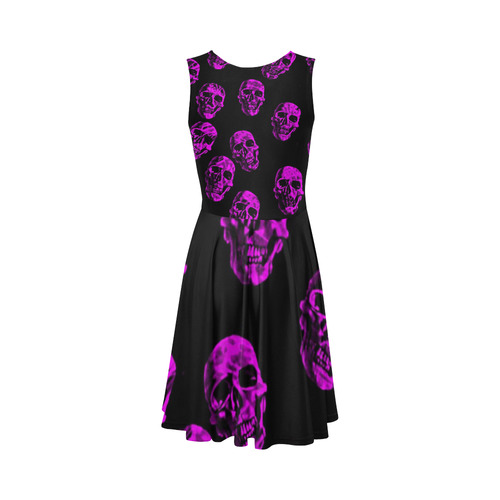 purple skulls Sleeveless Ice Skater Dress (D19)