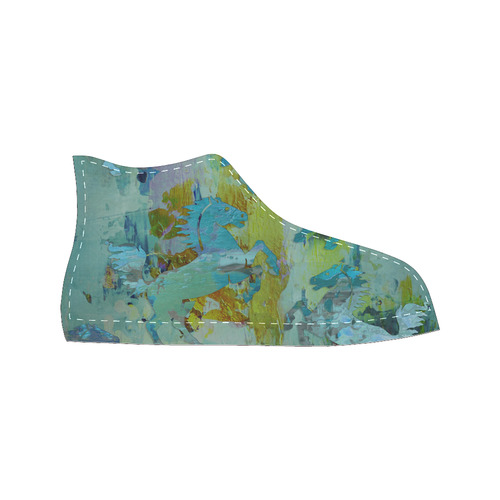 Rearing Horses grunge style painting Women's Classic High Top Canvas Shoes (Model 017)