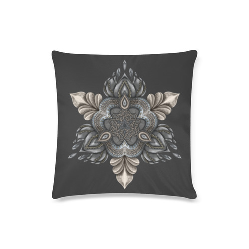 Diamond Lotus Charcoal Custom Zippered Pillow Case 16"x16"(Twin Sides)