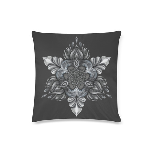 Silver Lotus Charcoal Custom Zippered Pillow Case 16"x16"(Twin Sides)