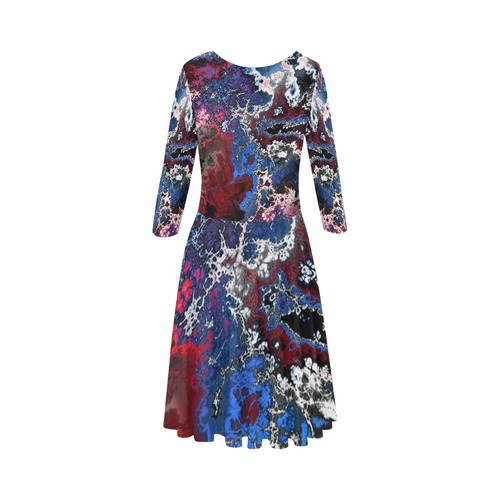 awesome fractal 28 Elbow Sleeve Ice Skater Dress (D20)