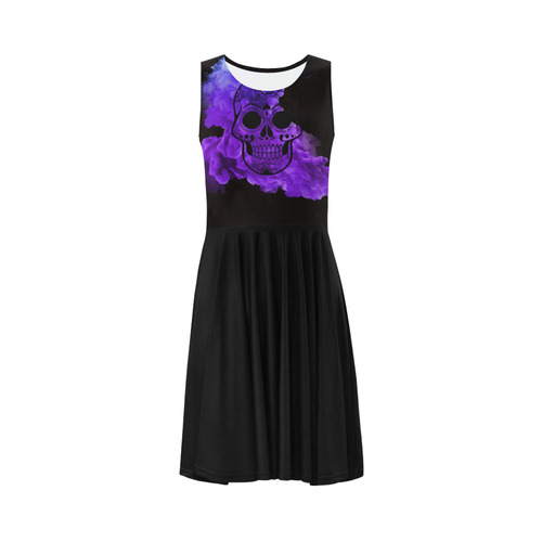 smoky skull Sleeveless Ice Skater Dress (D19)