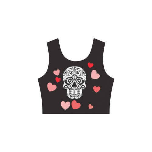 skull with hearts Sleeveless Ice Skater Dress (D19)