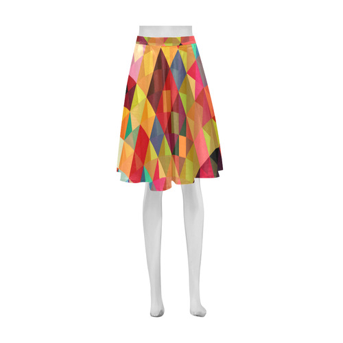 Colorful Red Orange Geometric Abstract Pattern Athena Women's Short Skirt (Model D15)