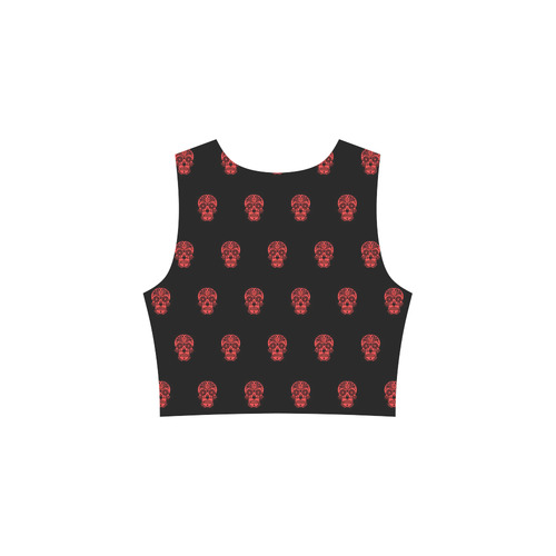 skull pattern red Sleeveless Ice Skater Dress (D19)