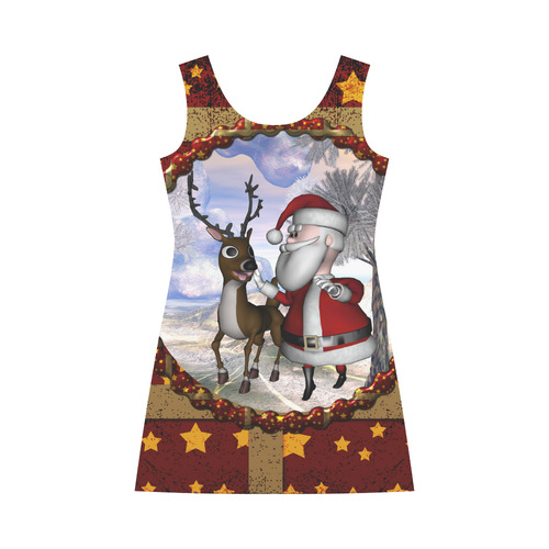 Santa Claus with reindeer, cartoon Bateau A-Line Skirt (D21)