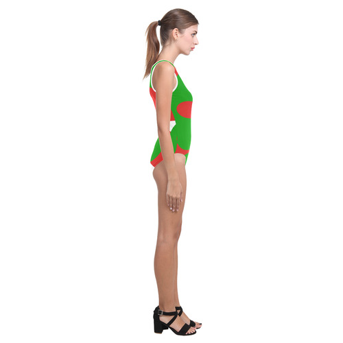 Red and Green Orbs Vest One Piece Swimsuit (Model S04)