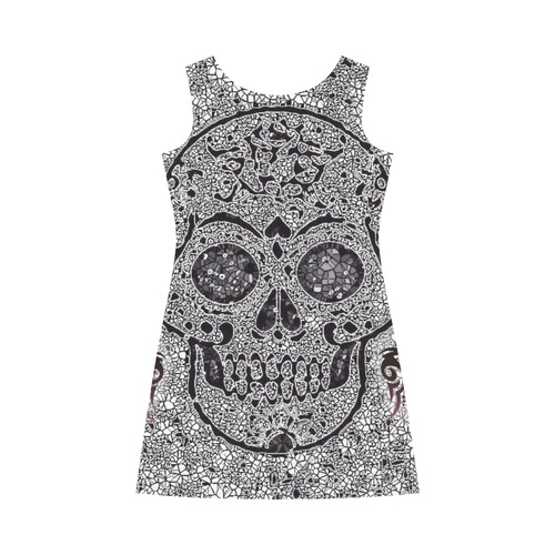 Mosaic Skull Bateau A-Line Skirt (D21)