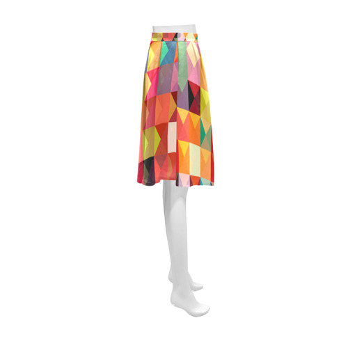 Colorful Red Orange Geometric Abstract Pattern Athena Women's Short Skirt (Model D15)