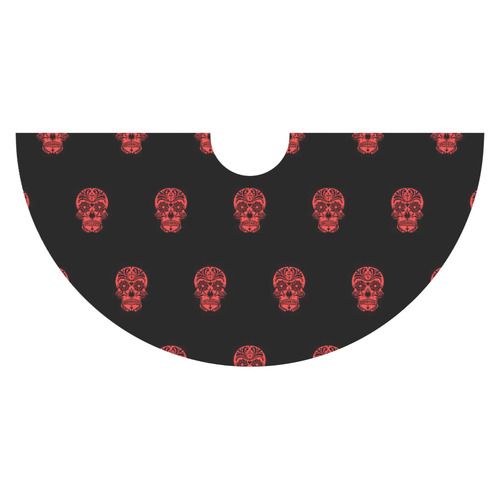 skull pattern red Sleeveless Ice Skater Dress (D19)