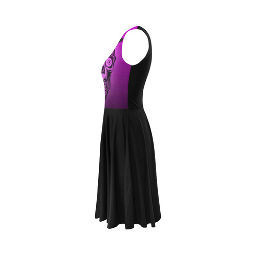 elegant skull with hat,hot pink Sleeveless Ice Skater Dress (D19)