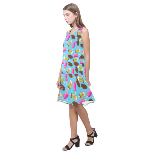 icecream Sleeveless Splicing Shift Dress(Model D17)