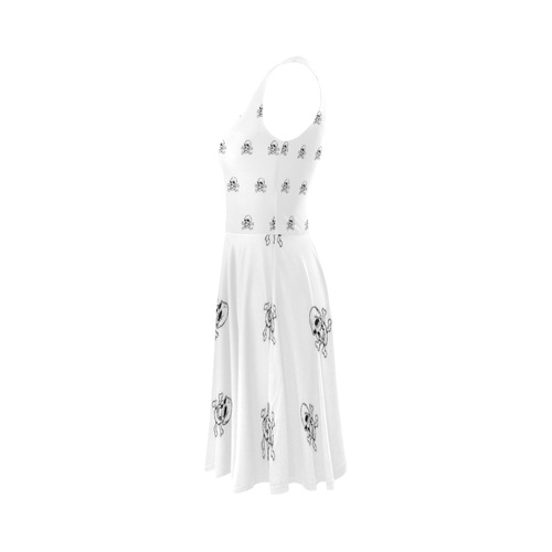 Skull 816 white (Halloween) pattern Sleeveless Ice Skater Dress (D19)
