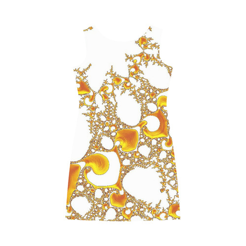 special fractal 04 orange Round Collar Dress (D22)