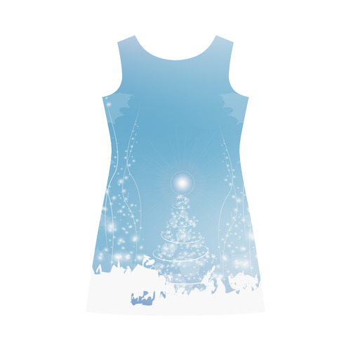 christmas design in blue and white Bateau A-Line Skirt (D21)