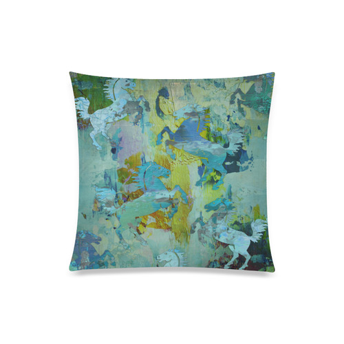 Rearing Horses grunge style painting Custom Zippered Pillow Case 20"x20"(Twin Sides)