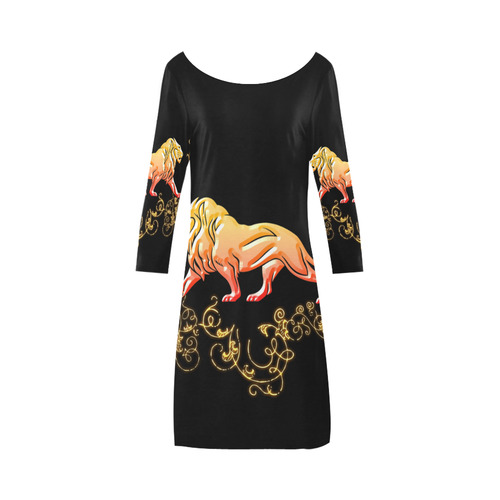 Awesome lion in gold and black Bateau A-Line Skirt (D21)