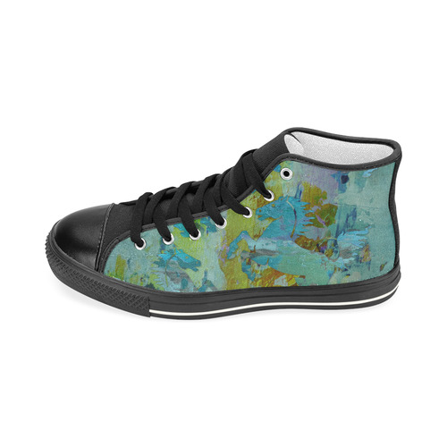 Rearing Horses grunge style painting Women's Classic High Top Canvas Shoes (Model 017)
