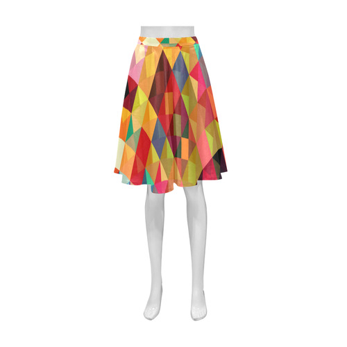 Colorful Red Orange Geometric Abstract Pattern Athena Women's Short Skirt (Model D15)